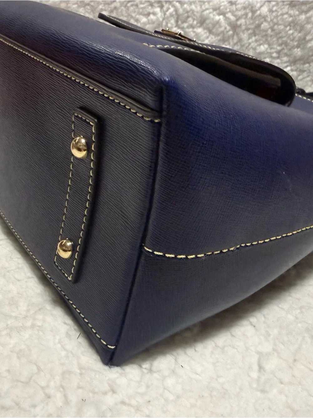 Dooney & Bourke Marine Blue Leather Hobo Bag with Tassel